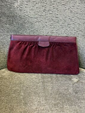 Vintage Susan Gail Classic Oxblood Burgundy Suede Clutch Bag